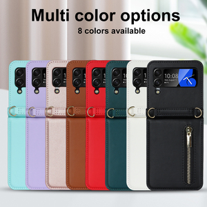 Funda de Teléfono de Cuero PU Plegable con Tarjetero <span class=keywords><strong>y</strong></span> Cremallera de Alta Calidad para Samsung <span class=keywords><strong>Galaxy</strong></span> <span class=keywords><strong>Z</strong></span> <span class=keywords><strong>Flip</strong></span> <span class=keywords><strong>3</strong></span> <span class=keywords><strong>y</strong></span> 4, Regalo para Chicas - Product Image 6