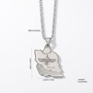 Collares de Plata y Oro PVD Antideslustre de Moda, Joyería Fina de Acero Inoxidable 316L, Collar con Mapa de Irán para Mujer - Product Image 6