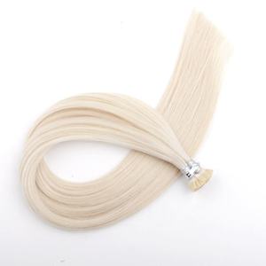 Venta al por mayor de 22 pulgadas doble dibujado ruso virgen cutícula alineada Remy extensiones de cabello humano con enlaces de queratina punta plana K - Product Image 3