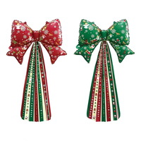 Grand ballon nœud de Noël en Mylar avec pompon imprimé, rouge et vert, pour la décoration de Noël à la maison, sur la porte, la murale ou pour les fêtes