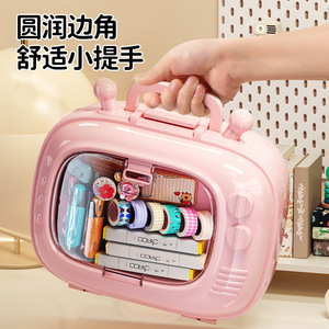 Tv Storage Box Desktop Stationery Box Transparent Large Capacity Cute Childrens Hair Accessory Display Box - Product Image 2