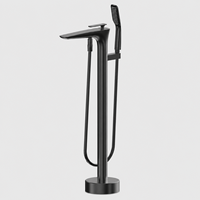 Système de douche moderne autoportant en cuivre finition chromée avec cartouche céramique et pommeau de douche pluie pour salle de bain – Vente directe usine