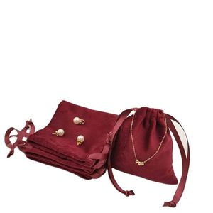 Vente en gros d'usine, pochettes en velours de luxe personnalisées avec logo imprimé, pour l'emballage de bijoux - Product Image 1