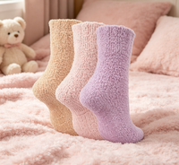 Chaussettes en microfibre antidérapantes chaudes, design tube confortable, chaussettes moelleuses bicolores pour dormir à la maison