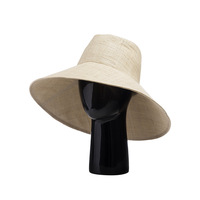 Topi Jerami Rafia Wanita Model Bucket Besar Mewah untuk Musim Panas, Santai, Liburan, Pantai, Pelindung Sinar Matahari, Pinggiran Lebar