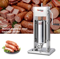 Machine à farcir et à nouer les saucisses manuelle en acier inoxydable Welldone 5L, équipement de broyeur à viande monophasé pour la fabrication de hot-dogs