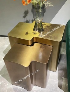 JS T153 <span class=keywords><strong>2023</strong></span> Foshan Dernière Table Meubles Conception Mat SS Table Basse Ensemble Forme Irrégulière Doré Modulaire Tables <span class=keywords><strong>D</strong></span>'extrémité - Product Image 2