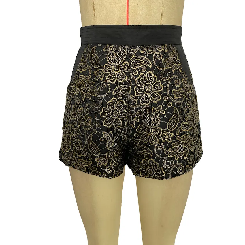 Fashion sexy stylish casual hot shorts pants with gold lace for mature women