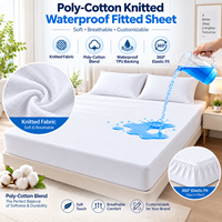 Drap-housse imperméable en tissu tricoté doux coton/polyester avec film TPU respirant, protège-matelas pour hôtel, gîte, vente en gros