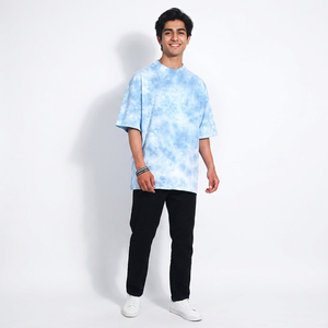Venta al por mayor de moda de cuello redondo Tie Dyed algodón camiseta logotipo personalizado impresión Color Tie Dye camiseta para hombres - Product Image 1