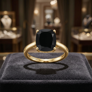 Bague en diamant noir naturel taille coussin pour femme Vaayu Jewels, style classique de fiançailles, or 10K 14K 18K, argent 925 935 - Product Image 1