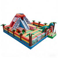   Structure gonflable à thème dinosaure, toboggan, trampoline et combo volcan T-Rex, équipement de jeu en PVC écologique, pour 6 à 10 enfants
