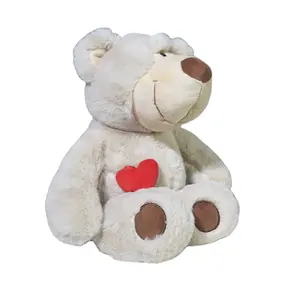 Frete Grátis Dia dos Namorados Teddy Bear com Coração Vermelho Plush Bear Toy Stuffed Animal Gifts