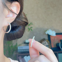 Orecchini Pendenti da Donna in Oro Bianco 18K con Diamanti Coltivati in Laboratorio, Orecchini a Polsino alla Moda, Orecchini Pendenti con Moissanite