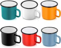 Tasse en émail écologique beige de 350ml avec design de vagues de soleil de plage de surf Style mignon pour équipement de camping ou utilisation en vrac