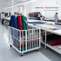 Chariot de manutention robuste pour tissus, idéal pour les usines de vêtements industrielles et l'entrepôt de distribution de vêtements
