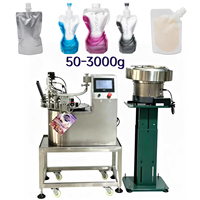Machine automatique de remplissage et de bouchage de sachets à bec verseur pour emballages en verre, haute efficacité de production, applications miel et huile