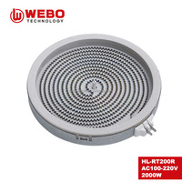 Plaque chauffante électrique de cuisson 2000W, brûleur unique, élément chauffant céramique radiant 200mm, 100-220V