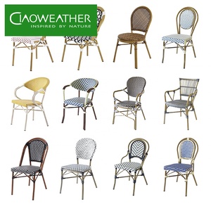 Chaises de bistrot en rotin résistant aux intempéries pour l'extérieur, chaises de salle à manger en rotin PE pour restaurant - Product Image 3