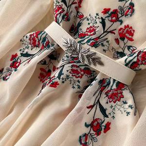 Gaun Lengan Panjang Bordir Jala Berhias Manik-Manik <span class=keywords><strong>M</strong></span>-XL Heavy Industry untuk Wanita, Gaun Elegan Mewah Terbaru Musim Gugur - Product Image 4