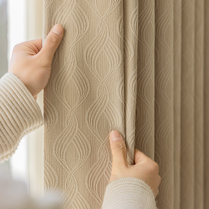 Nhà Máy Bán buôn Cửa Sổ Màu Be Jacquard màn rèm vải polyester nổi Rèm vải cuộn - Product Image 2