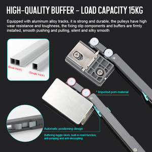 <span class=keywords><strong>Rail</strong></span> de rangement Raccords intérieurs Accessoires Rouleaux de cuisine Montage suspendu Quincaillerie coulissante murale Portes en verre pour armoire - Product Image 4