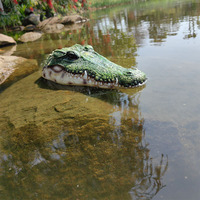 Statue de jardin en résine faite à la main, tête de crocodile Art Déco, 31,5x13,5x6,5cm, pour utilisation en extérieur, piscine, vente en gros, polyrésine
