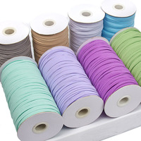 Élastique coloré vente chaude 3mm 6mm 9mm largeur noir blanc Kitted bande élastique plat tressé bande élastique pour la couture de vêtement