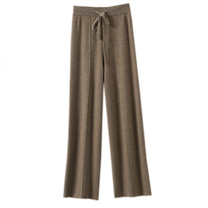 Pantaloni <span class=keywords><strong>Donna</strong></span> Autunno Inverno a Vita Alta Caldi in Maglia a Gamba Larga Dritti Nuovi Stile Coreano Tinta Unita Ampi Casual in <span class=keywords><strong>Lana</strong></span> con Design a Gamba Larga - Product Image 5
