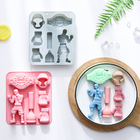 Moule en silicone antiadhésif à thème boxe, réutilisable, de qualité alimentaire, mignon, magnétique, pour chocolat, bonbons et glaçons DIY