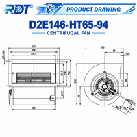 Ventilateur Radial Industriel AC 115V pour Refroidissement d'Équipement D2E146-HT65-94 – Solution de Gestion Thermique et de Traitement de l'Air à Fonctionnement Continu