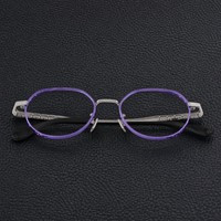 Monturas de Gafas Ópticas Modernas Minimalistas de Titanio IP con Logotipo Personalizado al por Mayor, Color Morado Plateado Brillante, en Tendencia