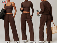 Femmes décontracté automne hiver pull costume confortable coupe ample solide quatre pièces ensemble pour le sport Jogging vêtements respirants