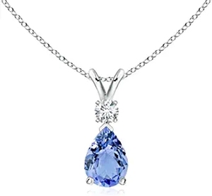 Angara Natural Tanzanite Solitaire Anhänger Halskette für Frauen Mädchen aus 14 Karat massivem Gold Platin - Product Image 2