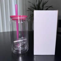 Gobelet en plastique acrylique pré-percé de 16 oz avec couvercle coloré pour les enveloppements en vinyle et UV DTF, couleurs assorties