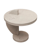 KUMUSI FURNITURE Table d'appoint en travertin naturel Table d'appoint de canapé nordique moderne minimaliste Table basse d'angle de salon
