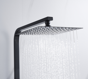 Ensemble de douche thermostatique <span class=keywords><strong>noir</strong></span> 3 fonctions mitigeur inverseur de <span class=keywords><strong>baignoire</strong></span> avec tête de pulvérisation réglable, ensemble de douche thermostatique carré - Product Image 3