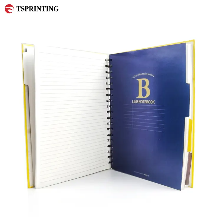 Buku Diary sampel gratis Notepad Hardcover emas Hot Stamping buku jurnal dengan layanan cetak notebook Binding Spiral