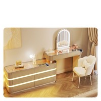 Coiffeuse en Bois Massif, Sensation Premium, Style Moderne Minimaliste, Nouveauté 2025, Commode à Tiroirs Intégrée, Meuble de Rangement, Miroir de Maquillage