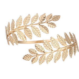 Boho Vintage oro argento colore piuma bracciale braccio aperto bracciale bracciale bracciale intaglio fiore India gioielli donna - Product Image 2