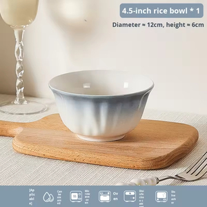 Bộ bát đĩa gốm sứ tròn kiểu Pháp, men màu mới, dùng trong gia đình, bao gồm bát và đĩa - Product Image 6