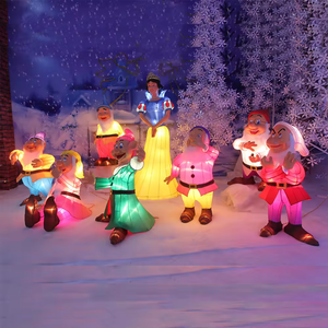 Decoraciones navideñas al aire libre Gran Blancanieves 7 Enanitos Escultura 3D Motivos Luces Elfos Linternas de dibujos animados Led impermeables - Product Image 3