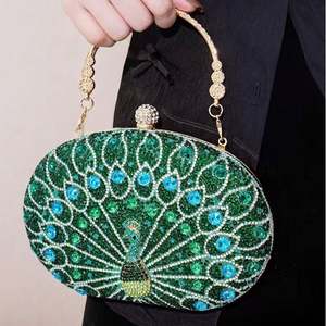 حقائب يد كريستالية للحفلات وحفلات الزفاف، حقيبة معدنية مرصعة بالأحجار الكريمة، حقيبة أنيقة للنساء على شكل سلة من السبائك مع لؤلؤ - Product Image 1