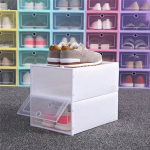 Flip-Open Cover Transparent dustproof Stackable Storage Box Shoes Drawer Case Organizer Shoe box shoe cabinet