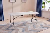 Table pliante rectangulaire blanche en HDPE léger et durable, chevalet Mesa Plegable en plastique portable pour hôpital de location en plein air