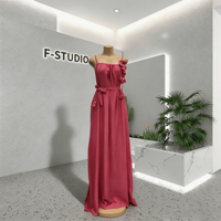 Robe longue ample sans manches à fines bretelles, motif floral 3D, dos nu, pour les vacances, collection 2026, prix de gros avantageux