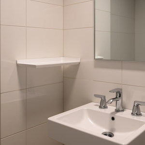 Homeera Triangular Bathroom Shelf L27.8 W16.2 H7.5 Cm Corner Mounted Plastic Space Saving Minimalist Design - Product Image 2