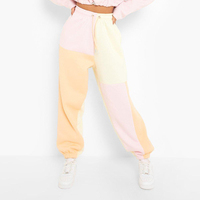 Ensemble 2 pièces sweat à capuche doublé polaire et pantalon de jogging avec logo personnalisé, blocs de couleur, patchwork, coupes et coutures, survêtement oversize pour femme