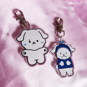 2 pz/set Kpop <span class=keywords><strong>Monsta</strong></span> X cartone animato acrilico portachiavi MINHYUK JOOHEON cane gatto animale simpatico portachiavi borsa chiave decorazione HYUNGWON I.M fan regalo - Product Image 2