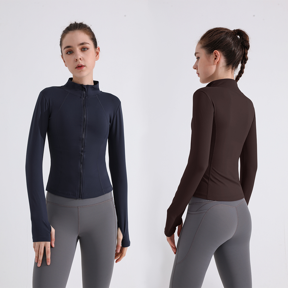 Stand Collar Slim Fit Yoga Jacket Women Brushed Naked Feel Fitness Long Sleeve Outdoor Quick Dry Breathable Zip up Sports Top